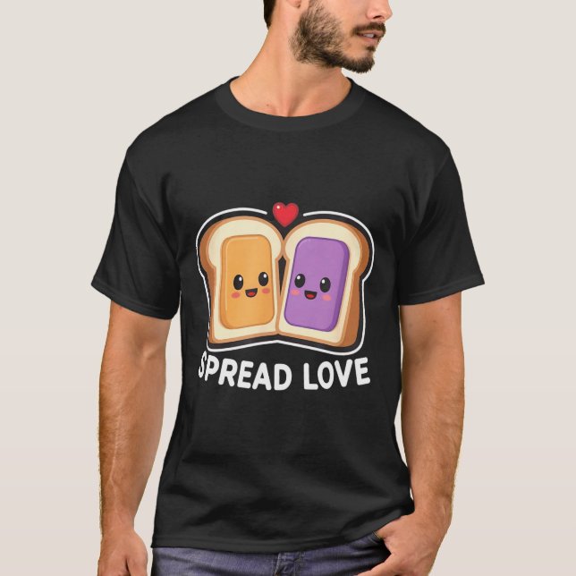 Spread Love Peanut Butter And Jelly Valentine Desi T-Shirt (Vorderseite)