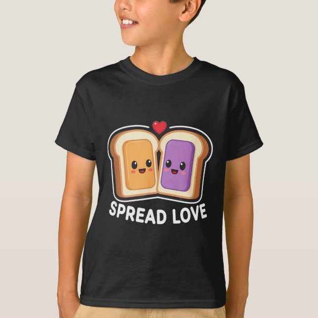 Spread Love Peanut Butter And Jelly Valentine Desi T-Shirt (Vorderseite)