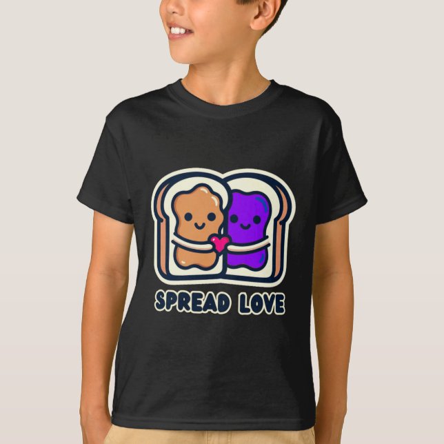 Spread Love Peanut Butter And Jelly Valentine Desi T-Shirt (Vorderseite)