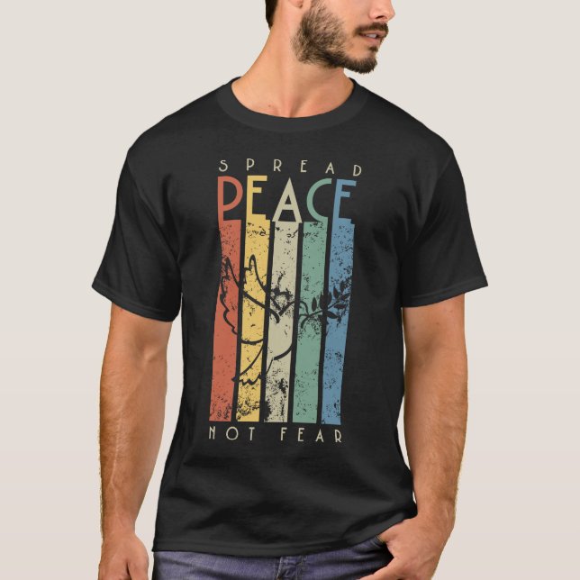 Spread Peace Not Fear Retro Stripes Dove T-shirts  (Vorderseite)
