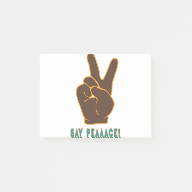 Spread Peace Not Fee Hand Sign Post-it Klebezettel (Vorderseite)