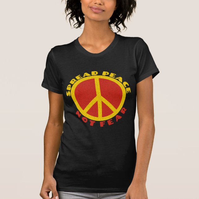Spread Peace Not Fee Peace Symbol Gelb Rot T-Shirt (Vorderseite)