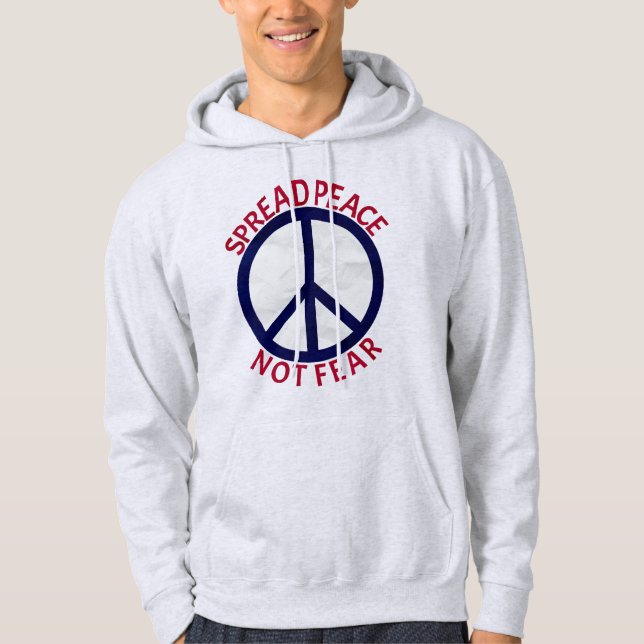 Spread Peace Not Fee Symbol Blue Red Men's Hoodie (Vorderseite)