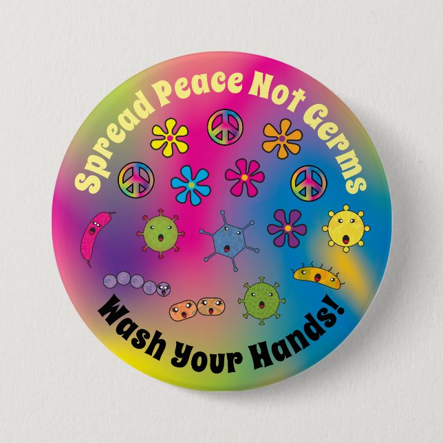 Spread Peace Not Germs Cute Cartoon Germs Button (Vorderseite)