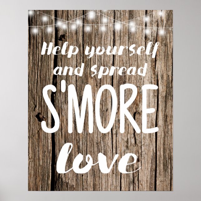Spread S'mores Liebe Wedding Sign String Lichter Poster (Vorne)