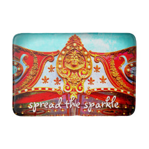 "Spread Sparkle" Quote Gold Karussell Gesicht Foto Badematte