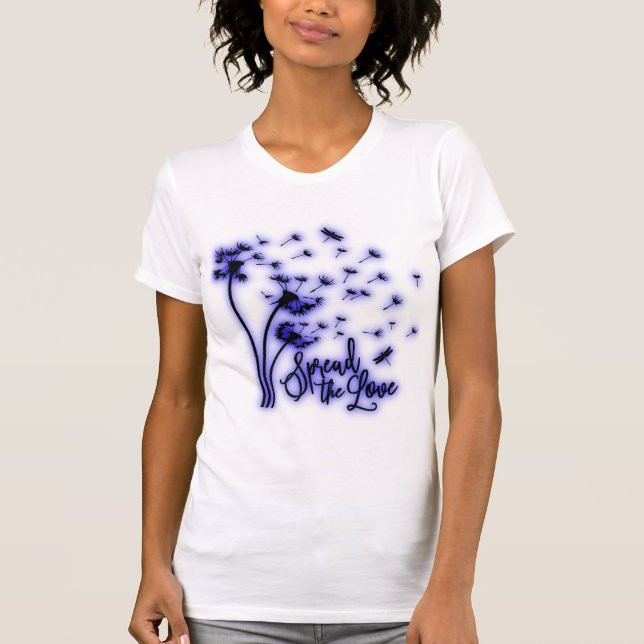 Spread The Love Dandelions and Dragonflies T-Shirt (Vorderseite)