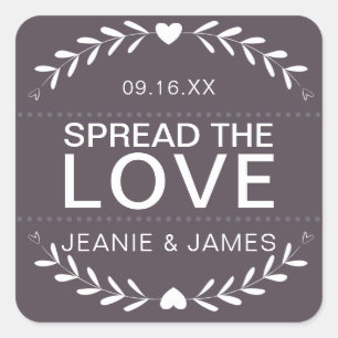 Spread the Love Jam Canning Hochzeitsgeschenk Quadratischer Aufkleber