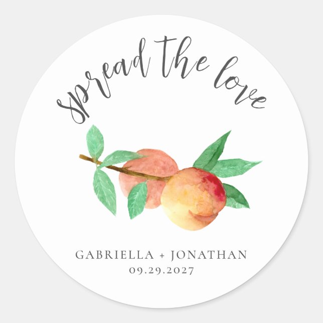 Spread The Love Peach Jam Wedding Favor Runder Aufkleber (Vorderseite)