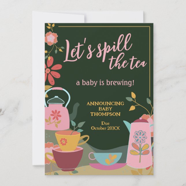 Spread the Tea Baby Brewing Pregnancy Ankündigung (Vorderseite)