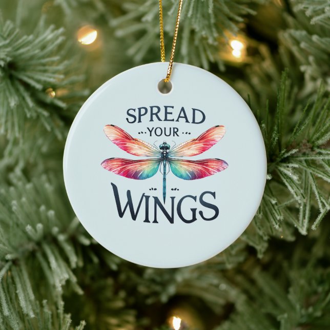 Spread Your Wings - Artistic Dragonfly Keramik Ornament (Baum)