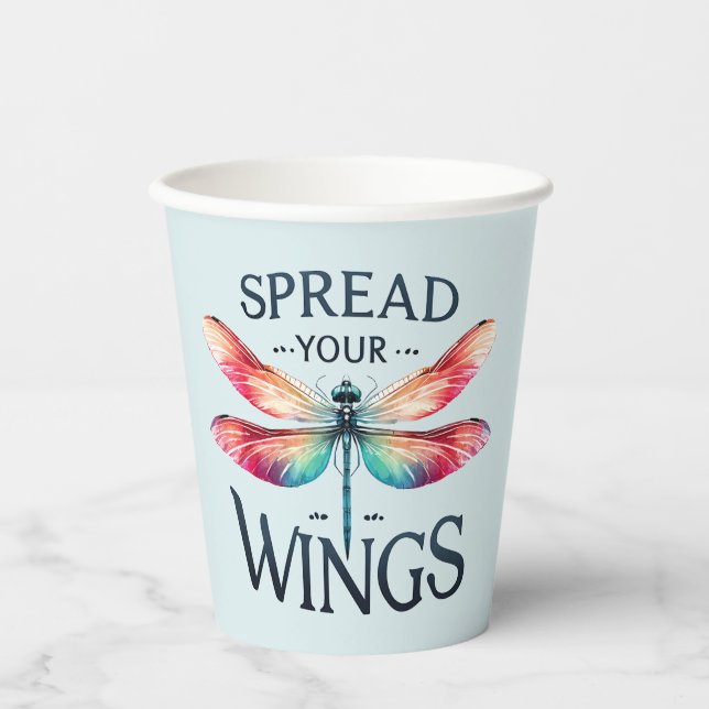 Spread Your Wings - Artistic Dragonfly Pappbecher (Vorderseite)