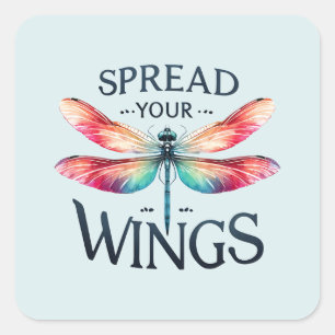 Spread Your Wings - Artistic Dragonfly Quadratischer Aufkleber