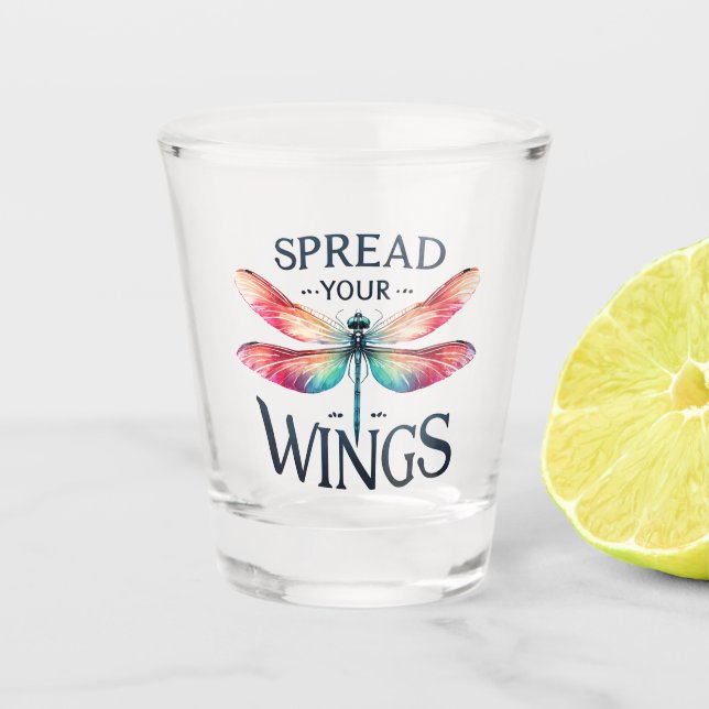 Spread Your Wings - Artistic Dragonfly Schnapsglas (Vorderseite)