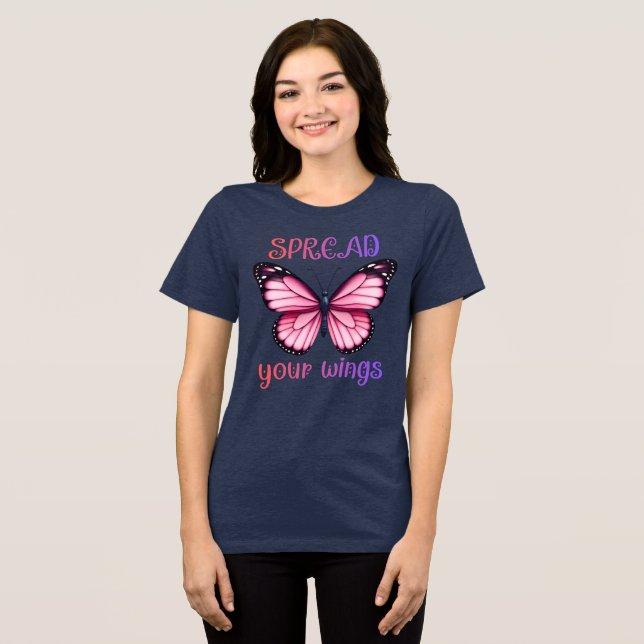 Spread Your Wings – Inspirational Butterfly  Tri-Blend Shirt (Vorderseite voll)