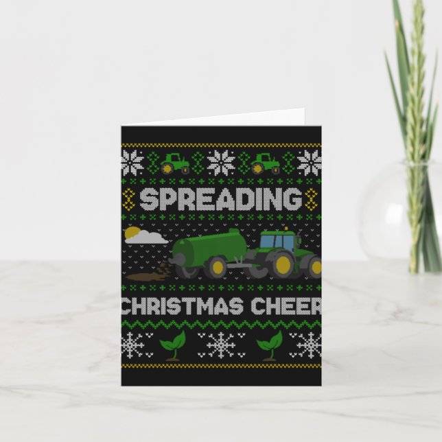 Spreading Christmas Cheer Farming Tractor Ugly Swe Karte (Vorderseite)