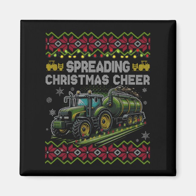 Spreading Christmas Cheer Farming Tractor Ugly Swe Magnet (Vorne)