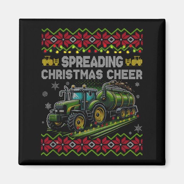 Spreading Christmas Cheer Farming Tractor Ugly Swe Magnet (Vorne)