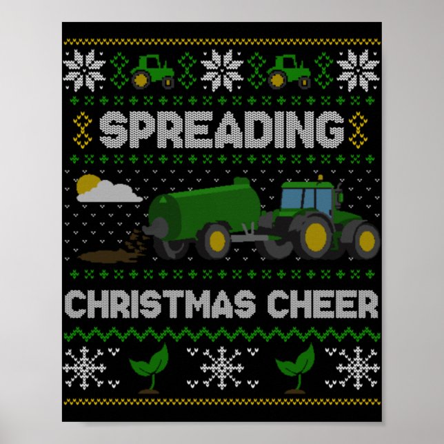 Spreading Christmas Cheer Farming Tractor Ugly Swe Poster (Vorne)