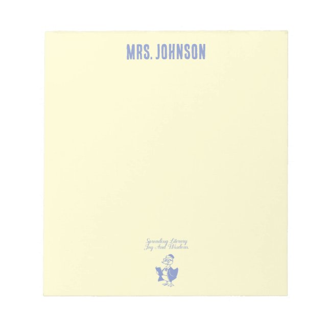 Spreading Literary Joy & Wisdom Educator Design Notizblock (Vorderseite)