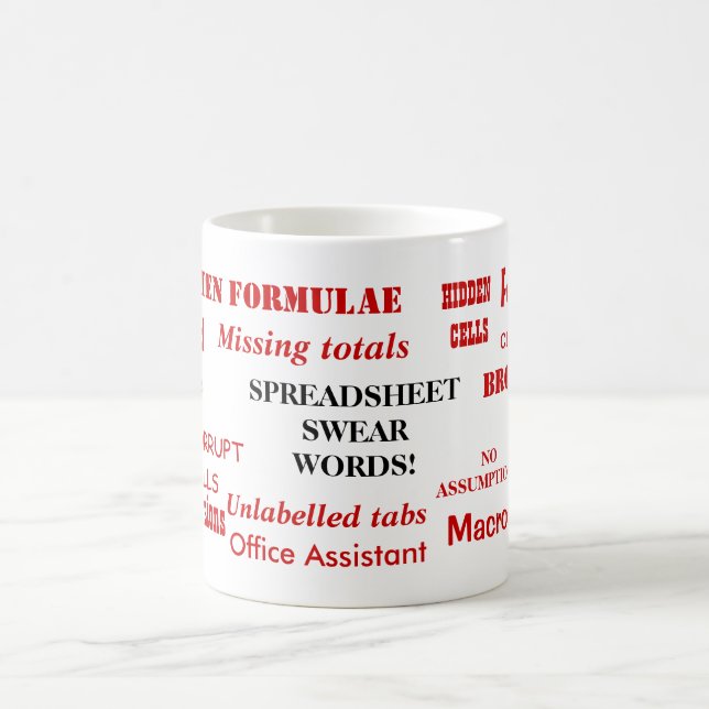 Spreadsheet Swear Words Funny Excel User Joke Kaffeetasse (Mittel)