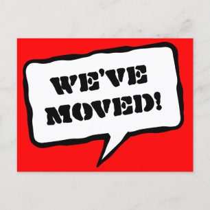 Sprechblase bewegt Postkarten für neue Zuhause