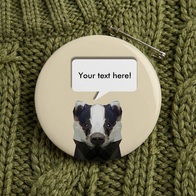 Sprechblase Niedlich geometrisch Button (Speech bubble Cute geometric badger Pinback Button.)