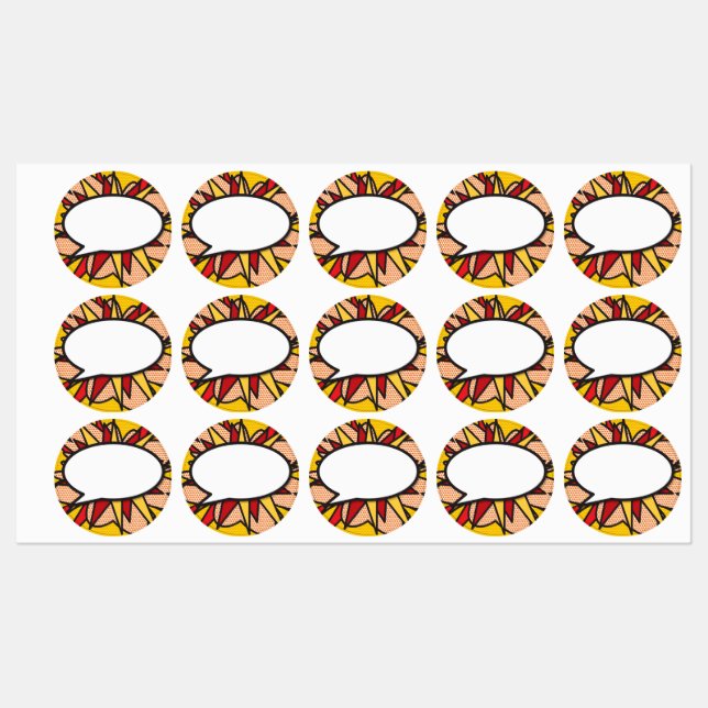 Sprechblase Spaß Retro Comic Pop Kunst Etiketten (Blatt)