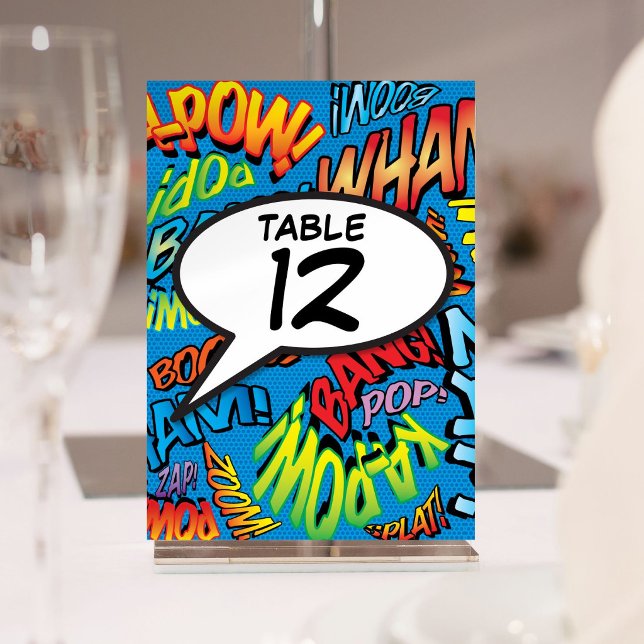 Sprechblase Spaß Retro Comic Tischnummer buchen (Speech Bubble Fun Comic Book Table Number)