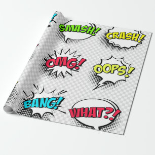 Sprechblasen mit Halbtonschatten und Text Geschenkpapier