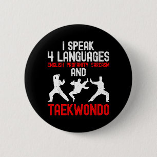 Sprechen 4 Sprachen und Taekwondo - Kampfsport Button