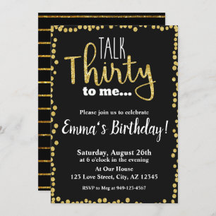 Sprechen Sie dreißig mit mir Glitzer von Schwarzgo Einladung