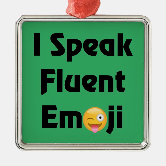 Sprechen Sie fließendes Emoji Silbernes Ornament (Vorne)