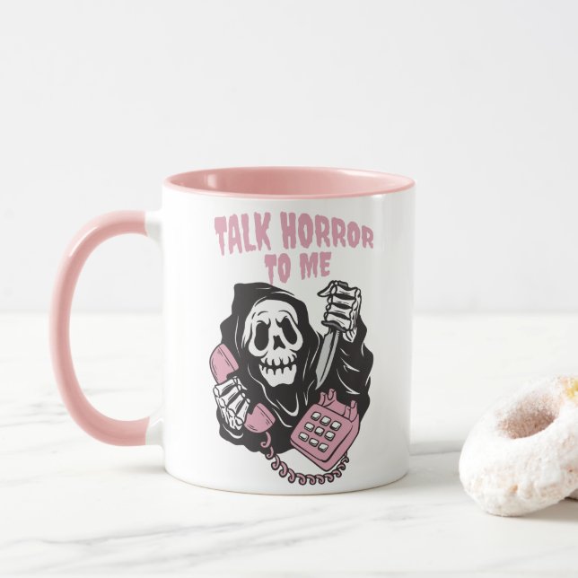 SPRECHEN SIE HORROR MIT MIR GRIM SENSENMANN TELEFO TASSE (Mit Donut)