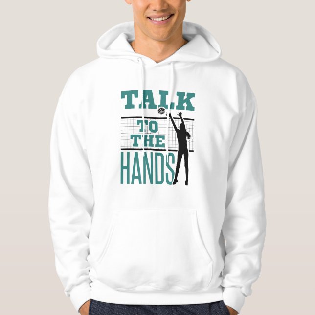 Sprechen Sie mit dem Hands Funny Volleyball Middle Hoodie (Vorderseite)