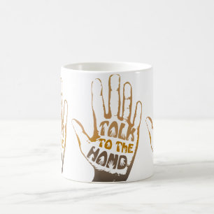 Sprechen Sie mit der Hand Kaffeetasse