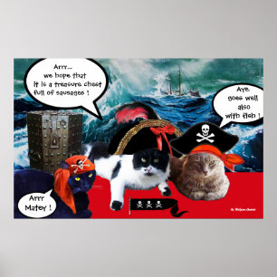 SPRECHEN VON PIRATKATZEN UND SCHIFFEN IM MEERESORM POSTER