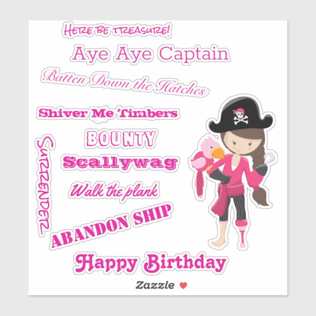 sprechen wie der Captain der Girl Pirate Aufkleber (Blatt)