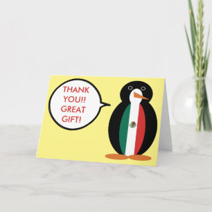 Sprechende Mexiko-Flagge Fr. Pinguin Dankeskarte