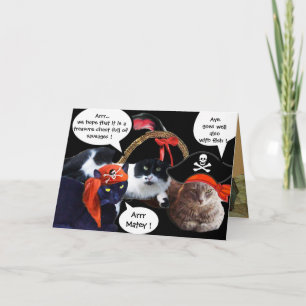 SPRECHENDE PIRATENKATZEN ,ANTIQUE PIRATENSCHATZKAR KARTE