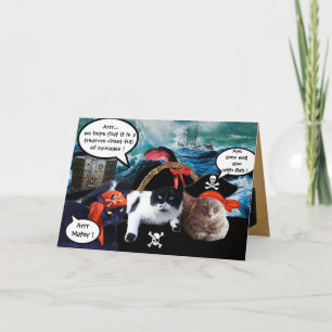 SPRECHENDE PIRATENKATZEN ,ANTIQUE PIRATENSCHATZKAR KARTE