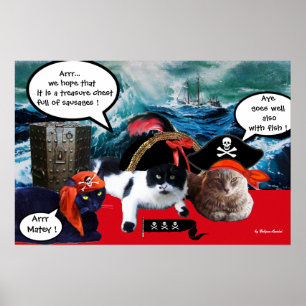 SPRECHENDE PIRATENKATZEN UND SCHIFF IM STURM AUF D POSTER