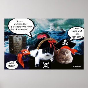 SPRECHENDE PIRATENKATZEN UND SCHIFF IM STURM AUF S POSTER