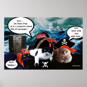 SPRECHENDE PIRATENKATZEN UND SCHIFF IM STURM AUF S POSTER