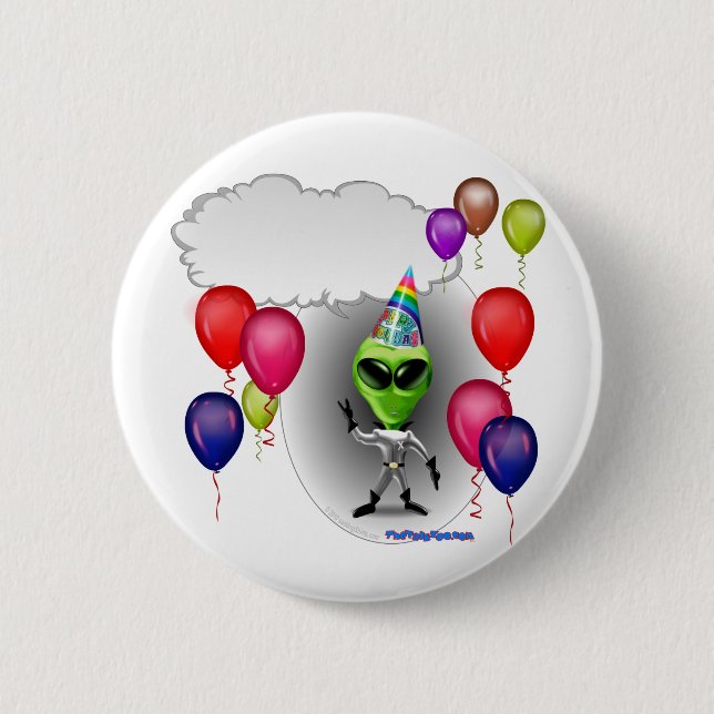 Sprechengeburtstags-Party-alien Button (Vorderseite)