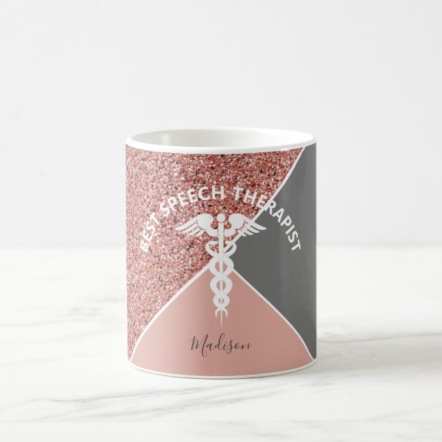 Sprechtherapeut Rose Gold Glitzer Personalisiert Kaffeetasse (Mittel)