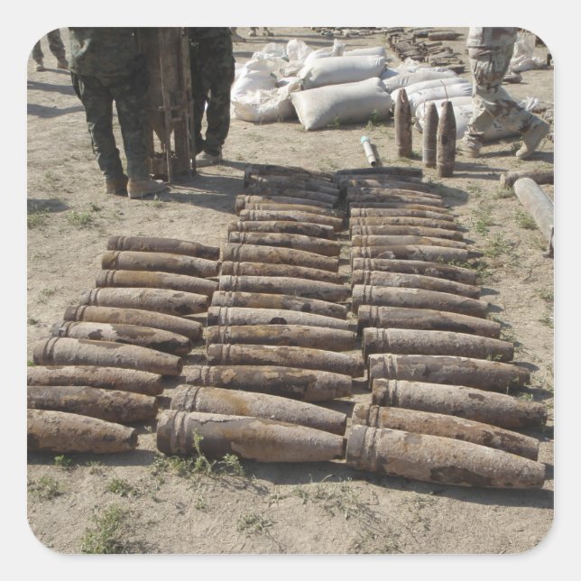 Sprengkörper werden identifiziert und erfunden quadratischer aufkleber (Vorderseite)