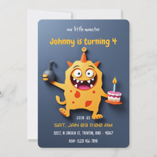 Sprengkörper zum Geburtstag - Monster Mayhem Dark  Einladung