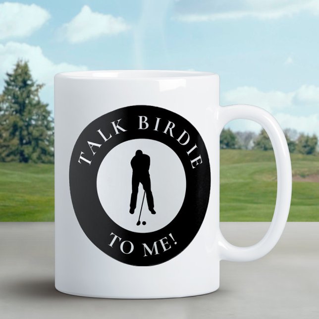 Sprich Birdie mit mir Funny Golfer Silhouette Blac Kaffeetasse (Von Creator hochgeladen)