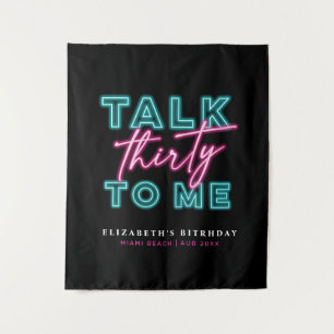 Sprich dreißig mit mir dreckige 30 Neon Blue & Pin Wandteppich